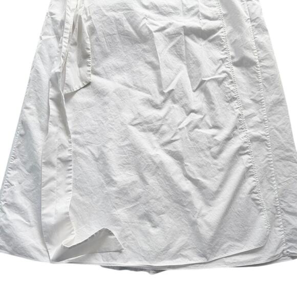 Tibi Eco Poplin Back Wrap Skirt White Size 2 Organic Cotton Midi Lightweight - Picture 5 of 9